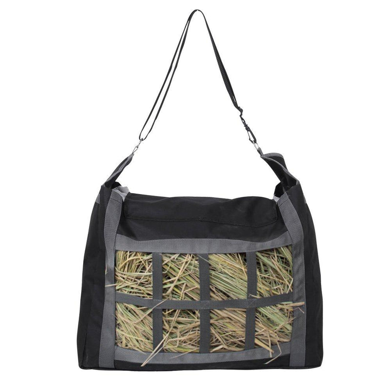 [Australia] - Yosoo Hay Bag, Black Adjustable Strap and Large Capacity 600D Oxford Cloth Horse Feeding Bag Hay Tote Bag Slow Feed Hay Bag with Small Squares 24 x 19 x 10inch 