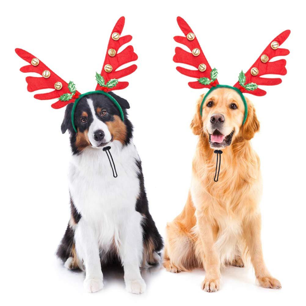 [Australia] - BINGPET 2 Set Christmas Reindeer Antler Headbands for Dogs 