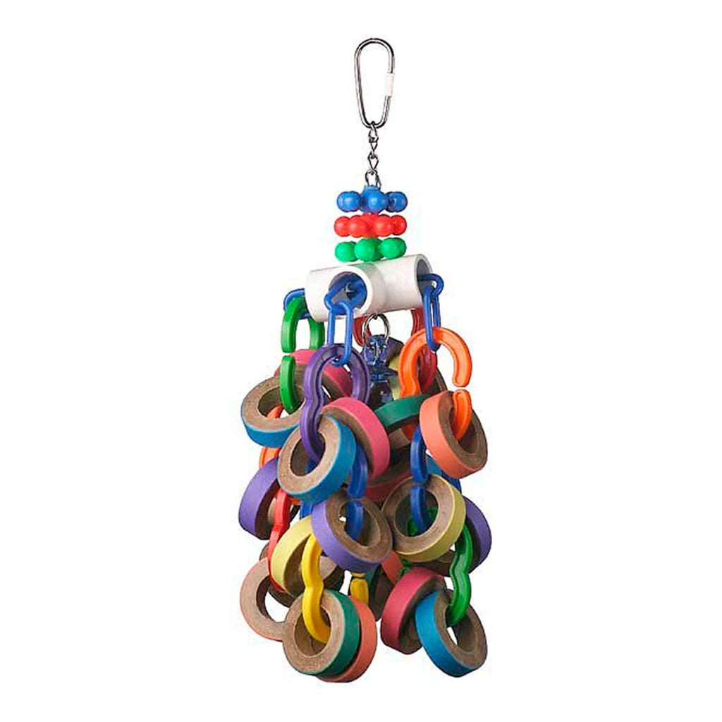 Super Bird Creations SB1107 Bagel Cascade Bird Toy, Large Bird Size, Refillable Bagels, 15” x 4.5” - PawsPlanet Australia