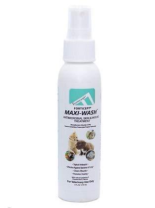 Forticept Maxi-Wash Antimicrobial Wound and Skin Treatment, Cleanser Spray for Hot Spots, Itch, Burns, Pyoderma, Sores for Dogs, Cats, and Other Pets 4 oz. - PawsPlanet Australia