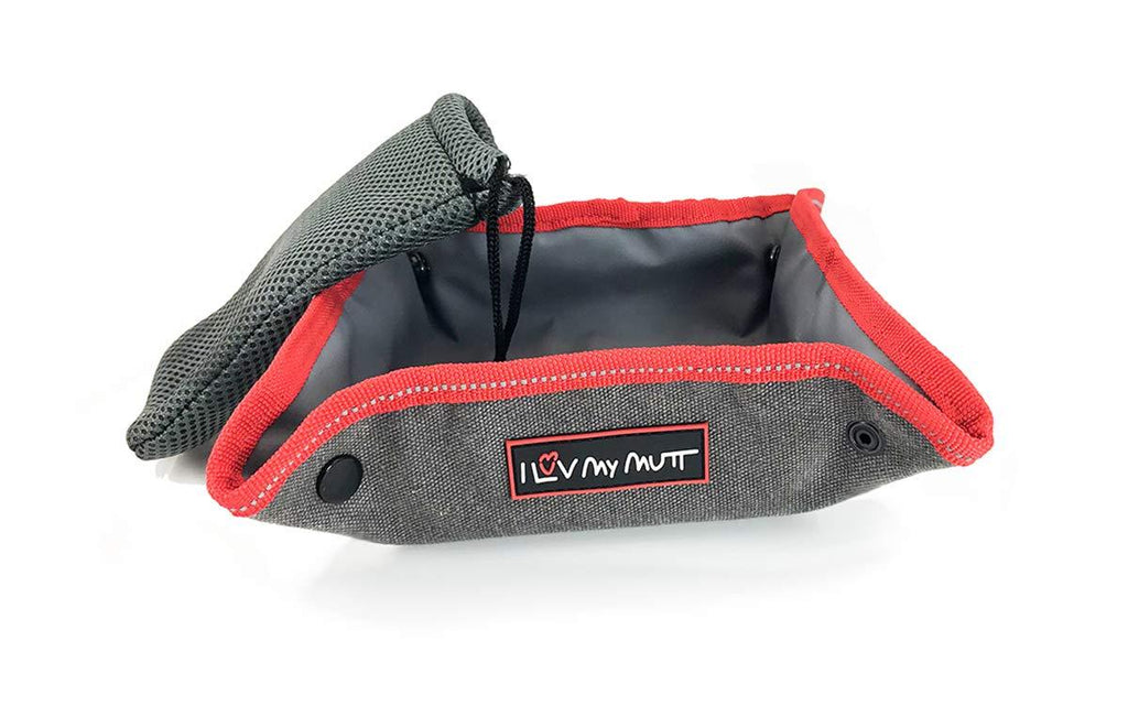 [Australia] - I Luv My Mutt - Snap-&-Pack Portable Travel Canvas Bowl for Pet Food and Water 