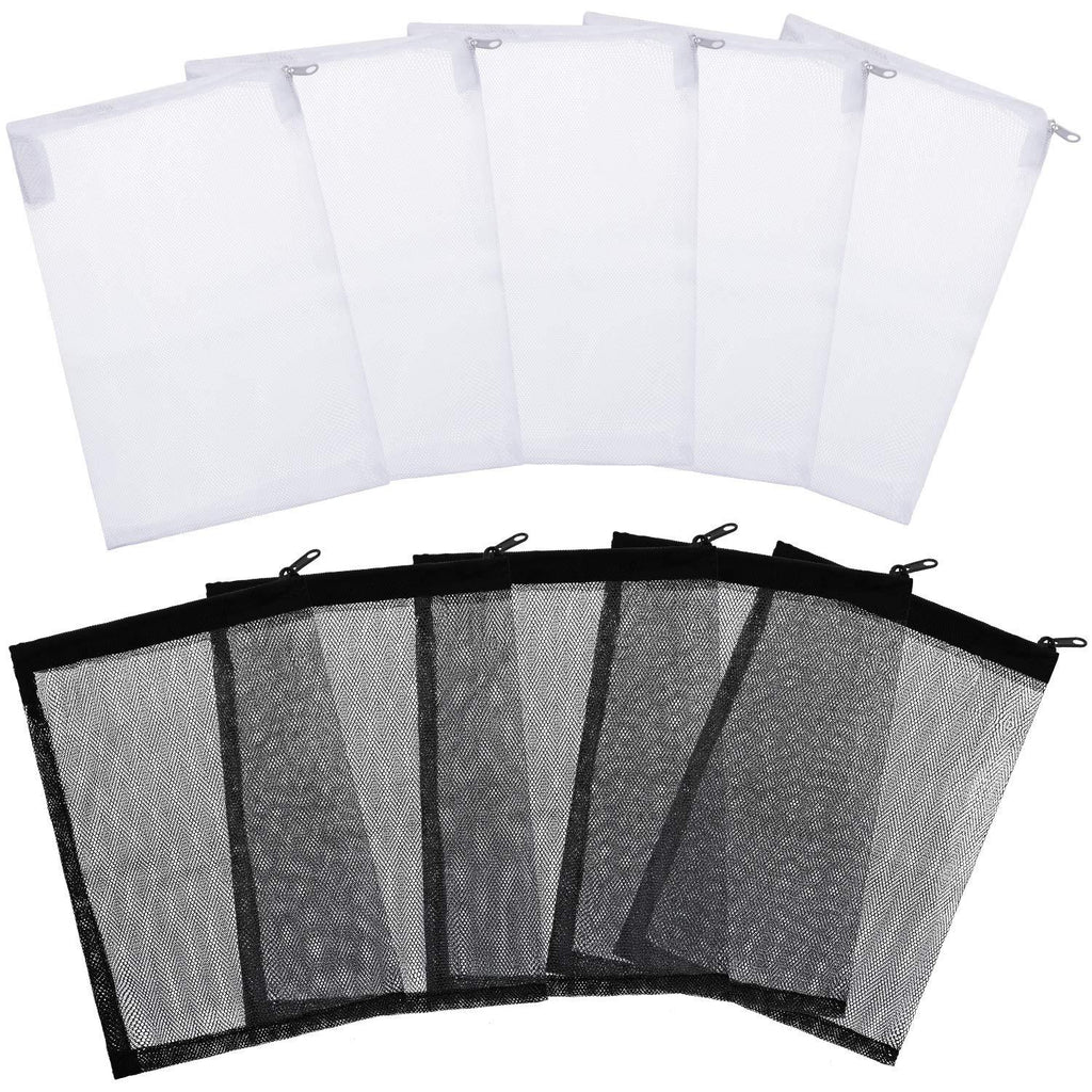 [Australia] - Tatuo 20 Pieces Aquarium Filter Bags Media Mesh Filter Bags with Zipper for Charcoal Pelletized Remove, White and Black 