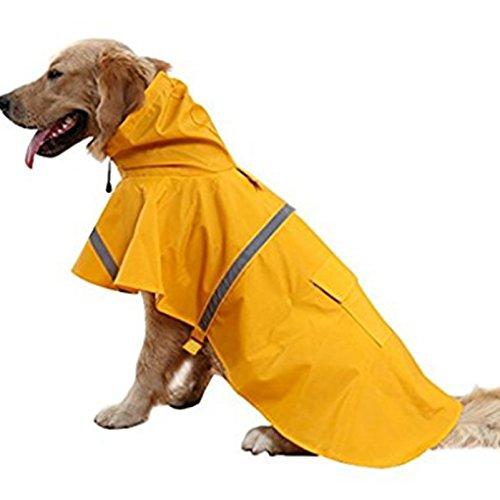 [Australia] - Hotumn Large Dog Raincoat Dog Waterproof Clothes Adjustable Pet Clothes Lightweight Rain Jacket Poncho Hoodies with Strip L 