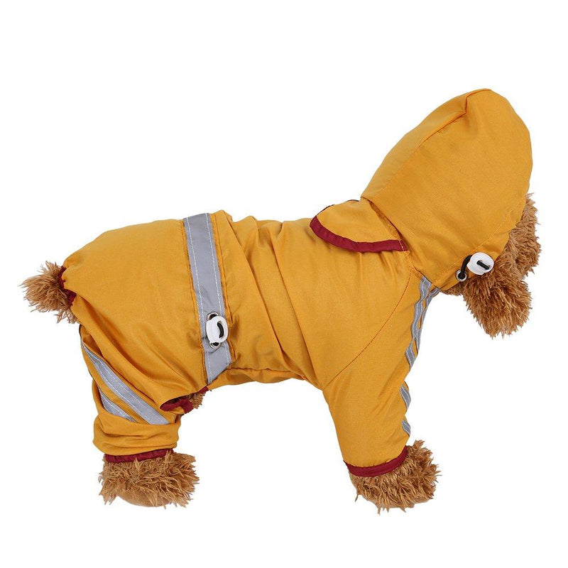 [Australia] - Filfeel Pet Raincoat, Waterproof Jacket Cat Dog Hood Rain Coat Reflective Jumpsuit Apparel Yellow M 