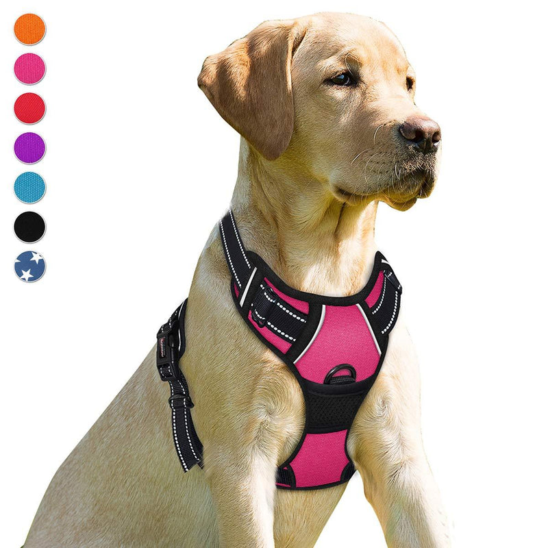 [Australia] - BARKBAY No Pull Dog Harness Front Clip Heavy Duty Reflective Easy Control Handle for Large Dog Walking Large(Chest:27-32") Pink 