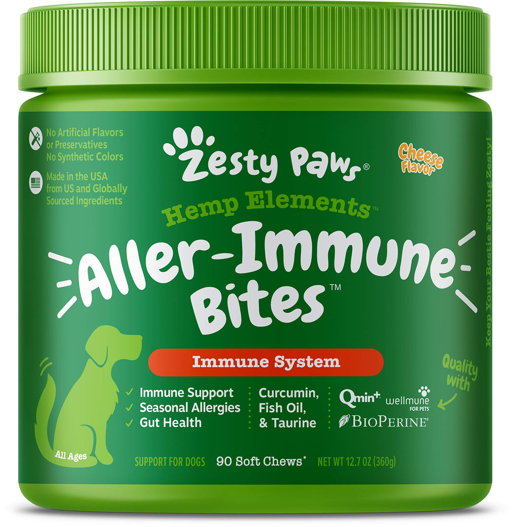 Zesty Paws Allergy Immune Supplement for Dogs - with Omega 3 Wild Alaskan Salmon Fish Oil & EpiCor + Digestive Prebiotics & Probiotics - Anti Itch & Skin Hot Spots + Seasonal Allergies Hemp Elements 90 Count (Pack of 1) - PawsPlanet Australia