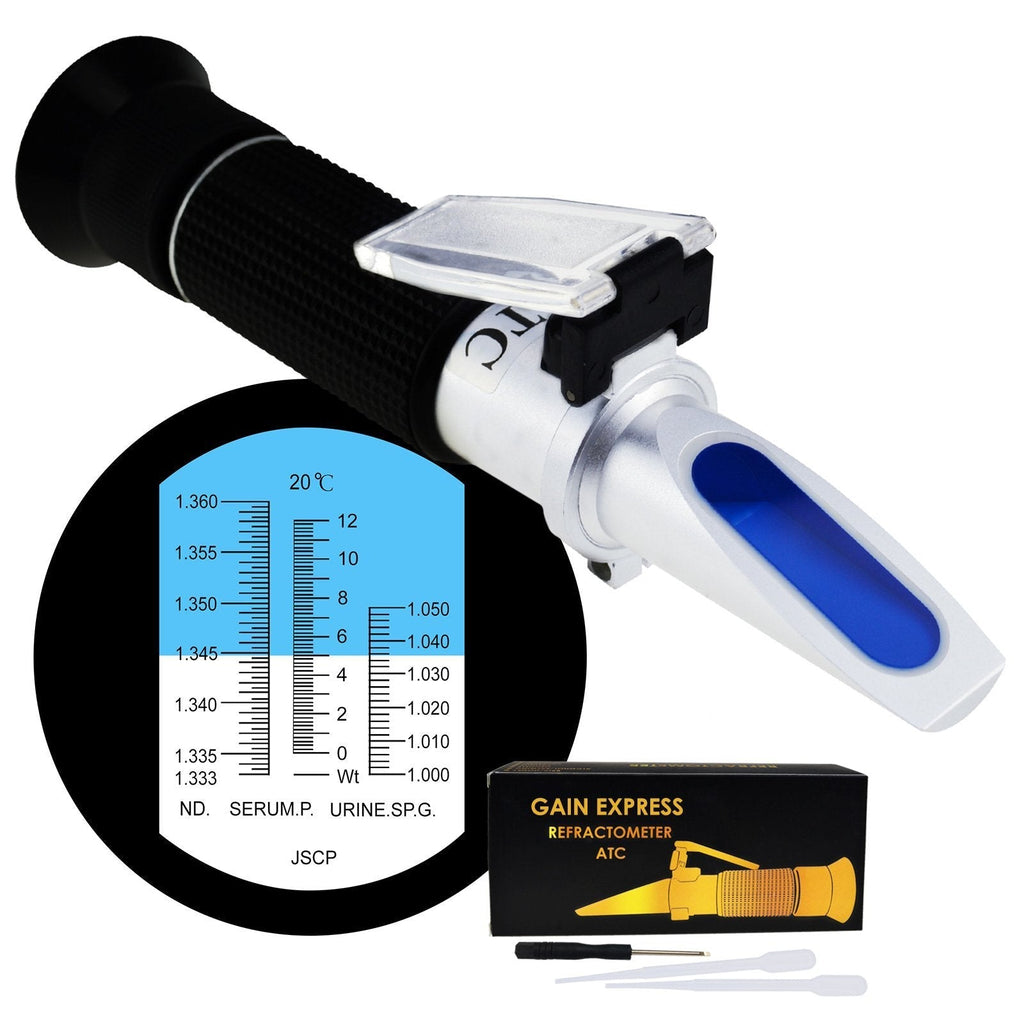 [Australia] - Gain Express Clinical Refractometer with ATC, Tri Scale Serum Protein/Urine Specific Gravity/Refractive Index Urine SG / Serum Protein / Refractive Index 