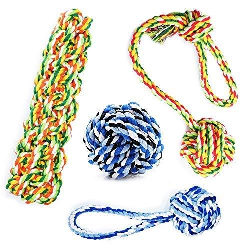 [Australia] - KELIFANG Dog Rope Toys, Dog Chew Toys, Rope Dog Toy, Rope Chew Toys, Durable and Washable Dog Toy Set for Medium Large Dogs (4 Pack) 