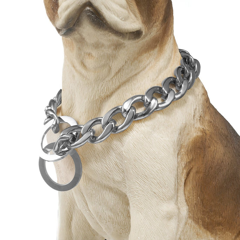 [Australia] - GZMZC 13/15/19mm Strong Silver Tone 316L Stainless Steel NK Chain Link Dog Pet Choker Collar Necklace 12-36inch 13mm width 18" recommend dog's neck:14" 