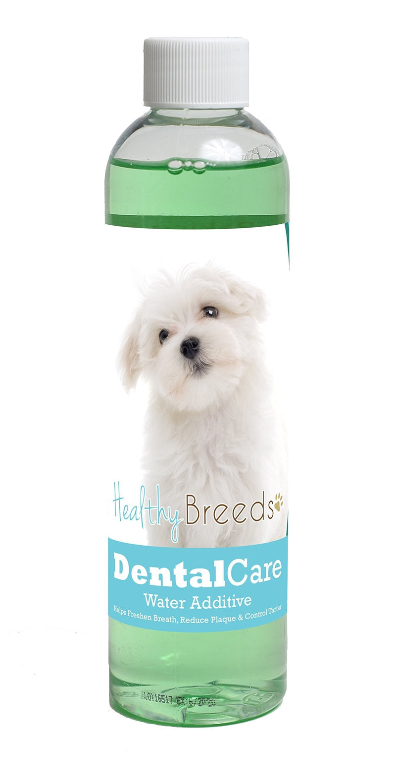 Healthy Breeds Dental Care Water Additive - Helps Freshen Breath, Reduce Plaque & Control Tartar - Veterinarian Formulated - Over 200 Breeds - Mint Flavor - 8 oz Maltese - PawsPlanet Australia