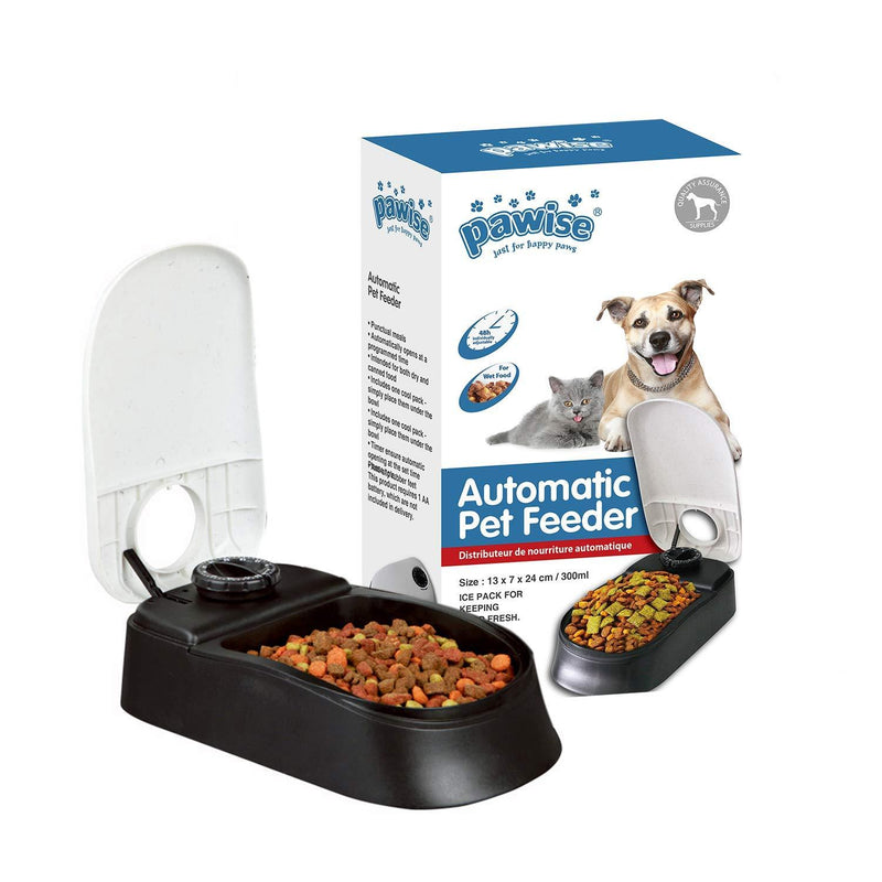 [Australia] - PAWISE Automatic Pet Feeder for Dogs and Cats, Food Dispenser Station with Timer, 100% BPA Free, Dishwasher Safe, Great Gift Ideas 1.5 Cup-Single 