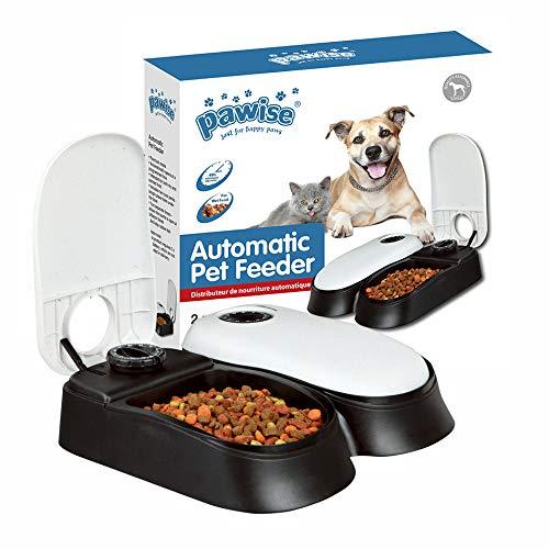 PAWISE 2 Meal Automatic Dog Feeder for Dogs and Cats, Food Dispenser Station with Timer, 48-Hour, 1.5 Cups 1.5 Cup-Double - PawsPlanet Australia