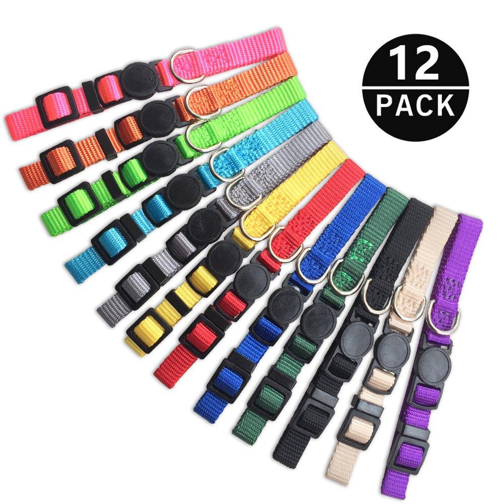 [Australia] - Blaoicni Puppy ID Collar Identification Soft Nylon Adjustable Breakaway Safety Whelping Litter Collars for Newborn Pets with Record Keeping Charts S 12 colors 