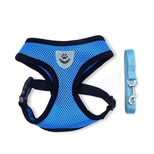 [Australia] - Pet Dog Vest Harnesses Puppy Cotton Polyester Adjustable Dog Mesh Harness Travel Chest Strap Vest Reflective L Blue 