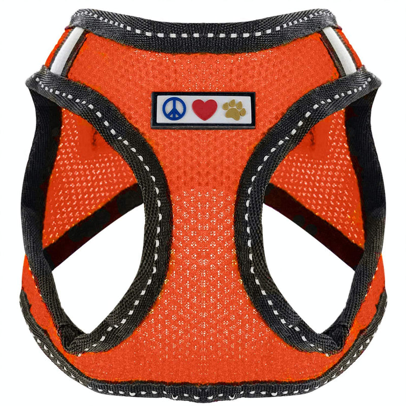 Pawtitas Pet Reflective Mesh Dog Harness, Step in or Vest Harness Dog Training Walking of Your Puppy/Dog - No More Pulling, Tugging, Choking M Neck 11" Chest 17" Orange - PawsPlanet Australia
