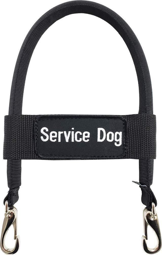 [Australia] - ActiveDogs Nylon Clip-on Bridge Handle 12" Black for Service Dog Vest & Harnesses, Heavy Duty Metal Clips w/removable Service Dog ID Band 