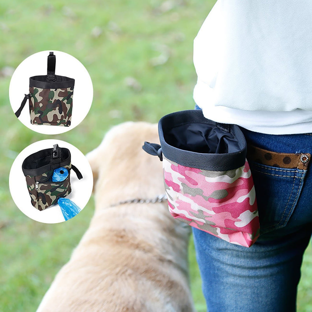 [Australia] - Uheng Dog Treat Training Pouch ¨C Built-In Poop Bag Dispenser - for Carries Pet Toys, Kibble, Treats, Pet Snack Bag ¨C Clip on Waist, Key Pink 