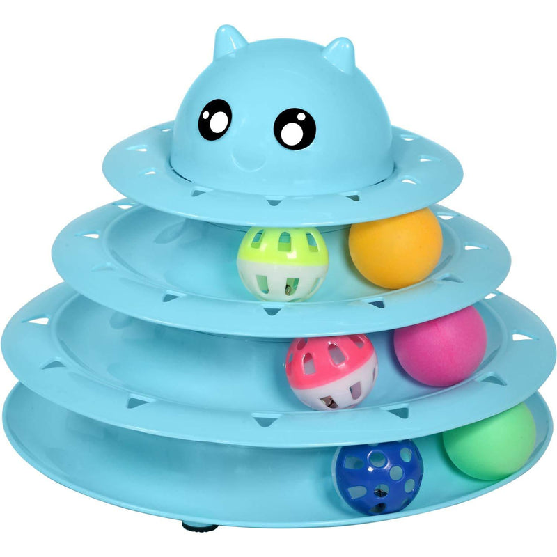 [Australia] - Upsky Cat Toy Roller Cat Toys 3 Level Towers Tracks Roller with Six Colorful Ball Interactive Kitten Fun Mental Physical Exercise Puzzle Toys … Blue 