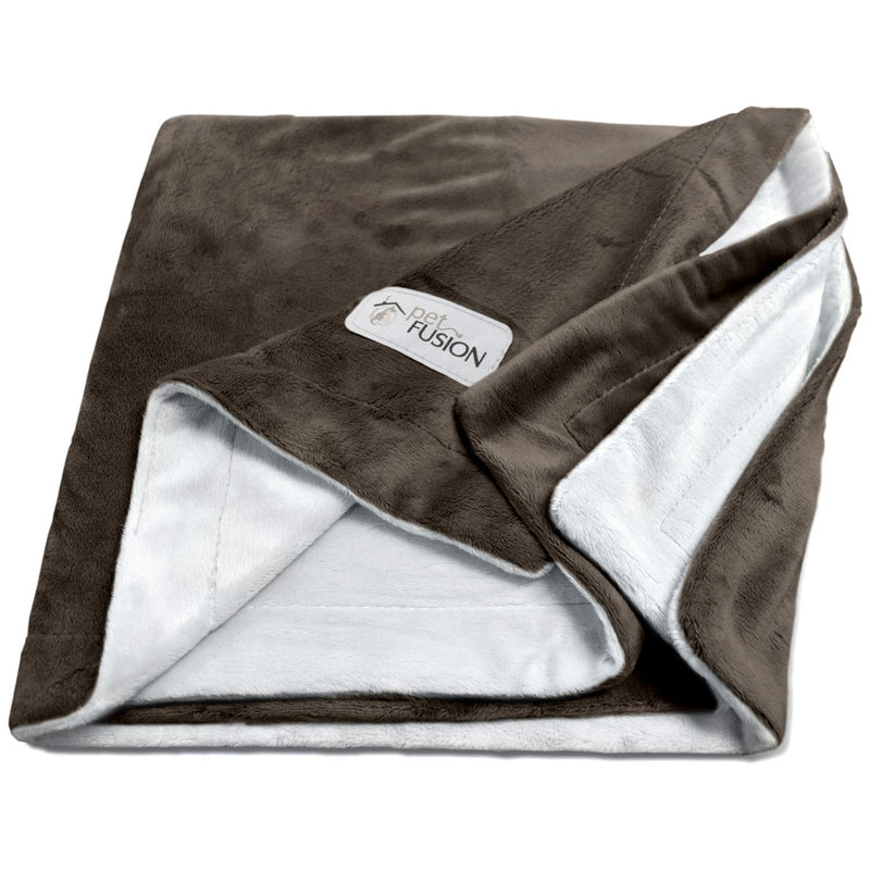 PetFusion Premium Pet Blanket, Multiple Sizes for Dogs & Cats. [Reversible Micro Plush]. 100% Soft Small (31 x 27") Chocolate Brown - PawsPlanet Australia