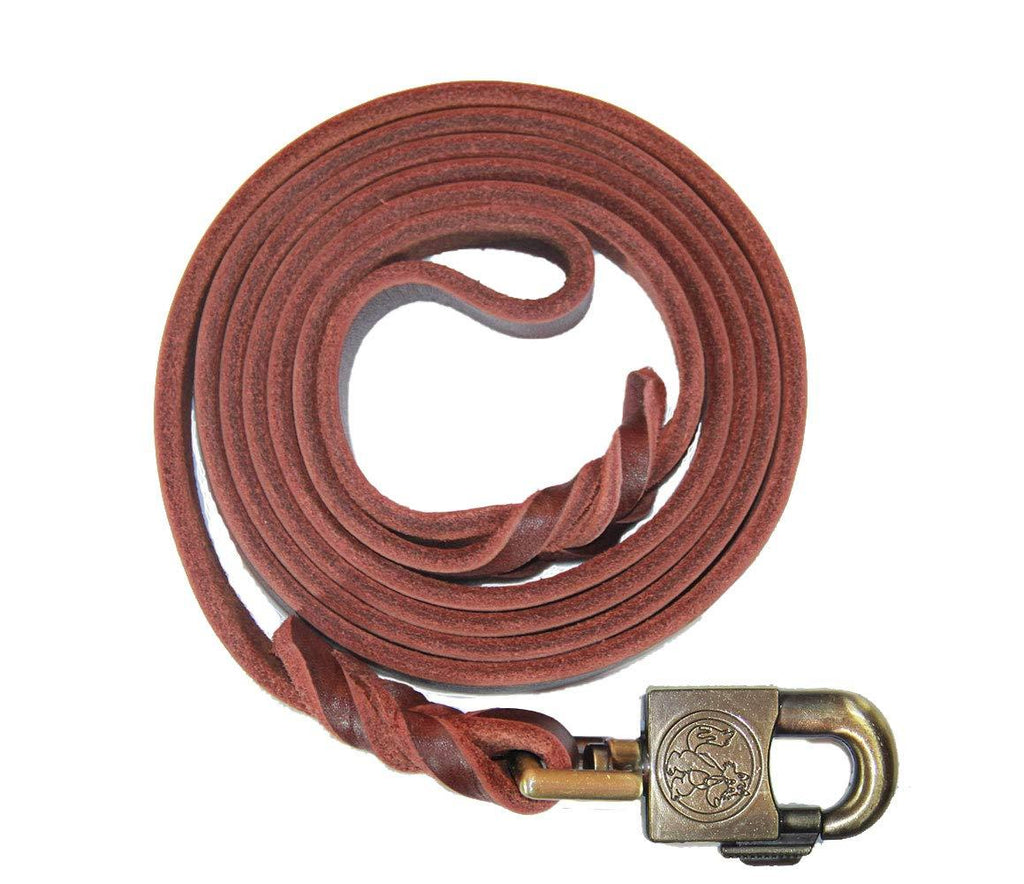 [Australia] - RVT Pet Care Leather Dog K9 Training Leash in Brown 6 Foot Leash Featuring Easy Open Slider Clasp for Pain-Free Hands Water Resistant 