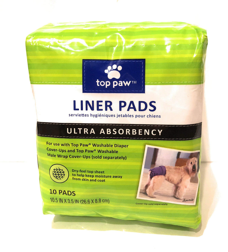 [Australia] - TOP PAW Ultra Absorbency Disposable Liner Pads for Use with Reusable Male Wrap Diaper Covers 10 Count 