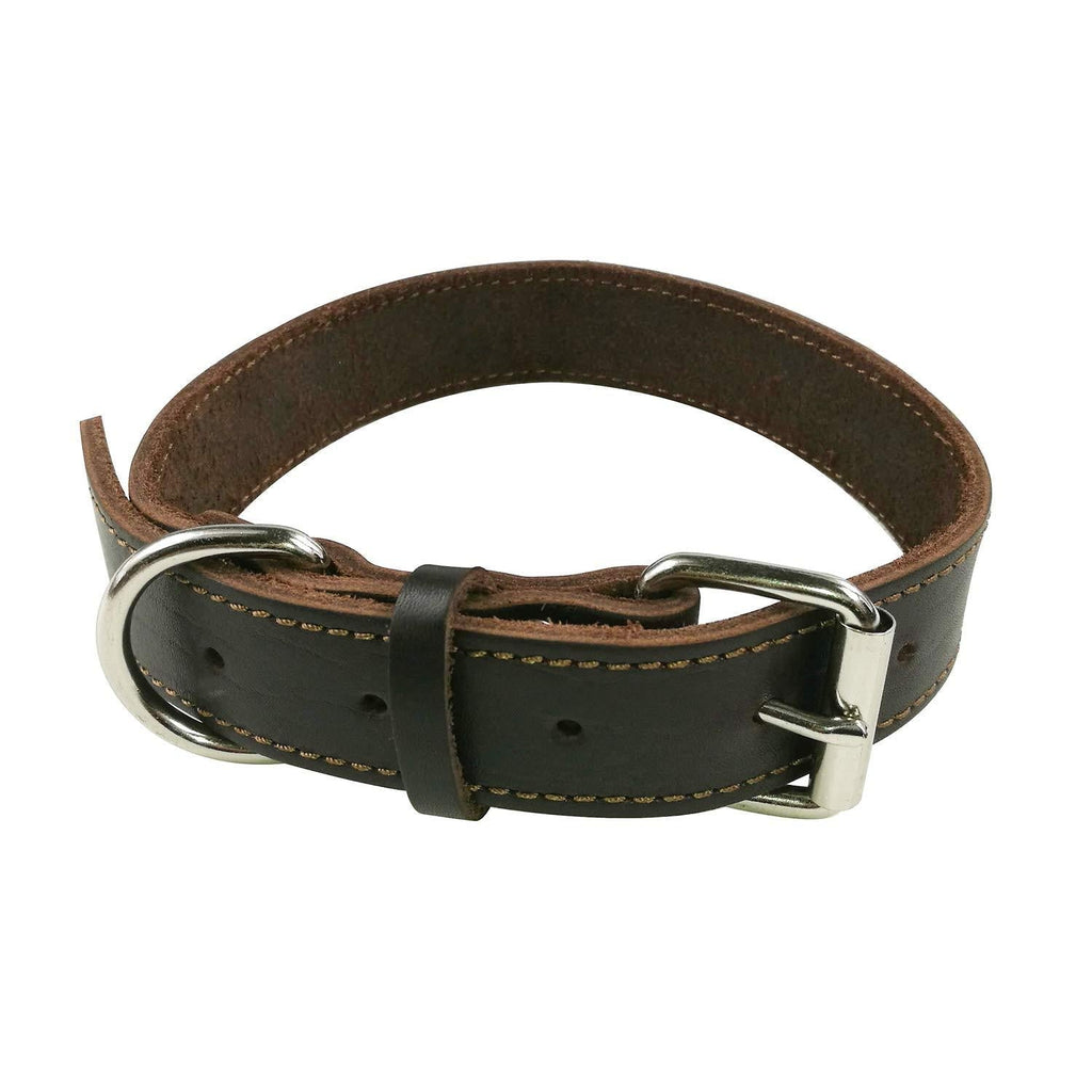[Australia] - SACRONS-Leather Dog Collar/Premium Handcraft/Soft and Supple，Durable/Brown S(Neck Girth 15-19") Brown 