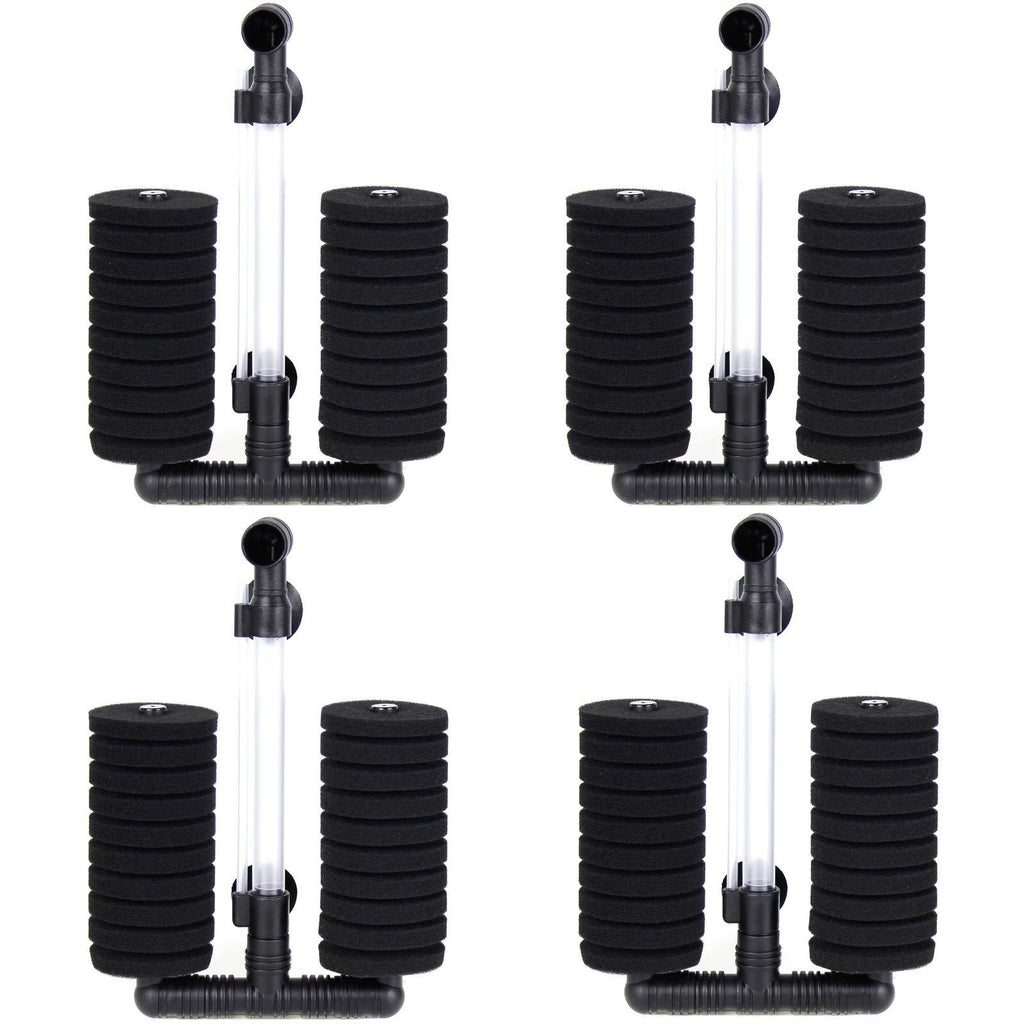 [Australia] - AQUANEAT Large Air Pump Double Sponge Filter Bio Filter for Aquarium Fish Tank Up to 55 Gallons 4 pack 