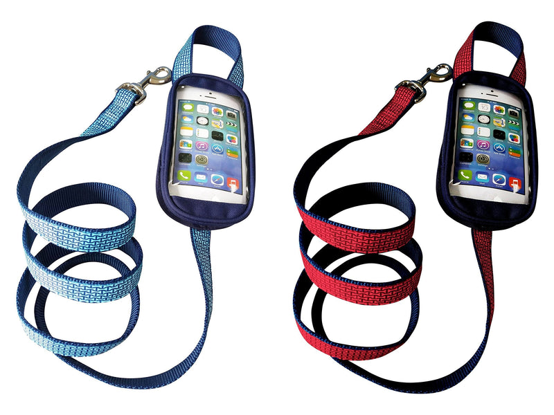 [Australia] - Soggy Doggy No-Pockets Leash - 60 Inch Dog Leash with Waterproof Touch Screen Phone Holder - Suitable for Medium to Large Dogs Blue 