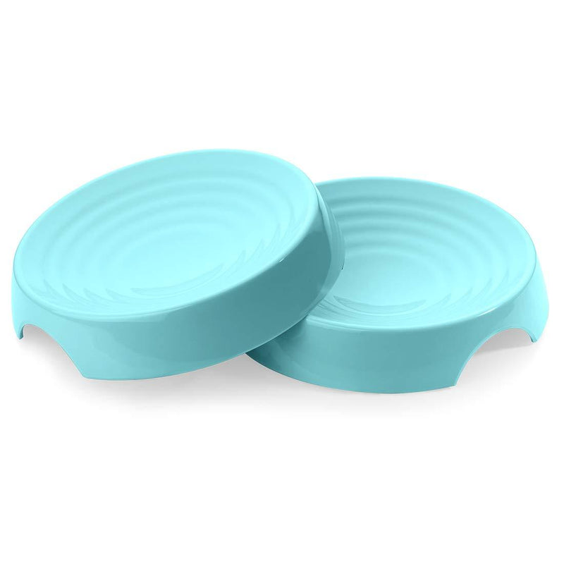 [Australia] - CatGuru Premium Whisker Stress Free Cat Food Bowls, Cat Food Dish. Provides Whisker Stress Relief and Prevents Overfeeding! (Round - Set of 2 Bowls, Aruba) Set Of Two 