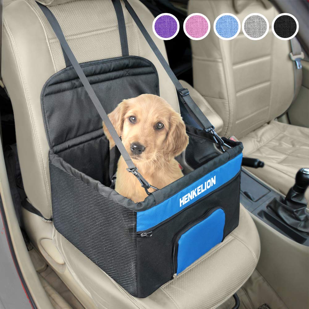Henkelion Small Dog Car Seat, Dog Booster Seat for Car Front Seat, Pet Booster Car Seat for Small Dogs Medium Dogs Within 30 lbs, Reinforced Dog Car Booster Seat Harness with Seat Belt Black - PawsPlanet Australia