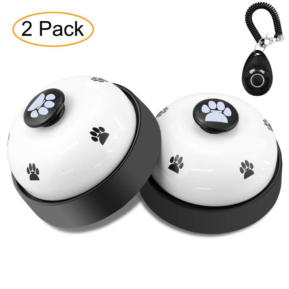 [Australia] - Dog Training Bell, Comsmart Set of 2 Dog Puppy Pet Potty Training Bells, Dog Cat Door Bell Tell Bell with Non-Skid Rubber Base + 1Pcs Dog Training Clicker with Wrist Strap 