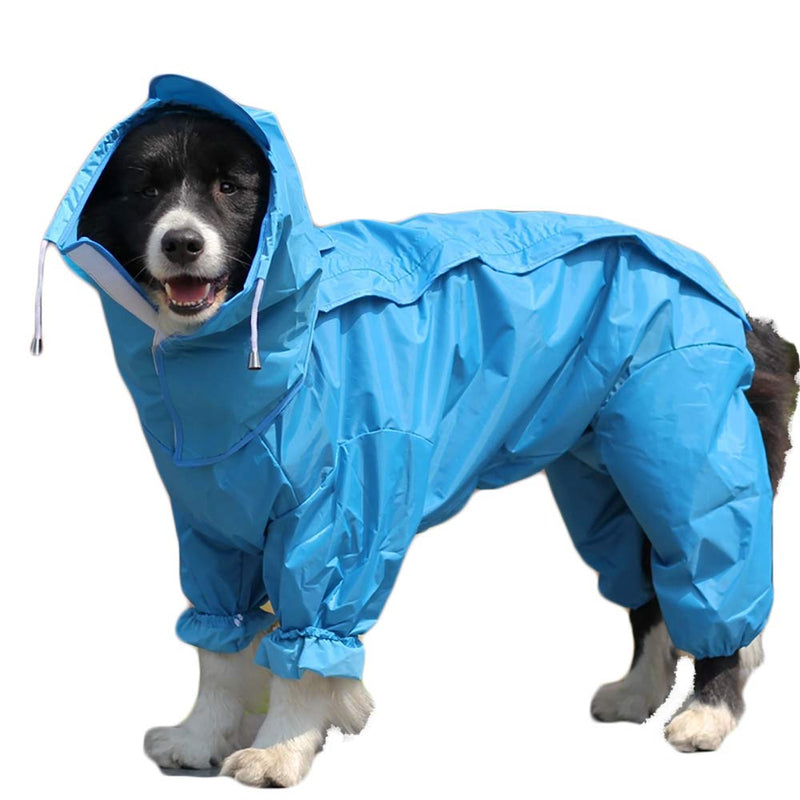 TFENG Dog Raincoat Waterproof Rain Jacket with Hood and Collar Hole Outdoor Adjustable Drawstring for Most Dogs 12 (Back Length: 32cm) Blue - PawsPlanet Australia