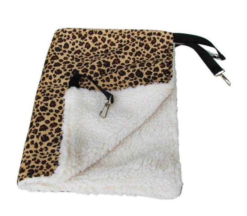 [Australia] - WOWOWMEOW Small Animal Soft Fleece Cage Hammocks Hanging Bed for Ferrets Sugar Glider Guinea Pigs M Plush- Leopard 