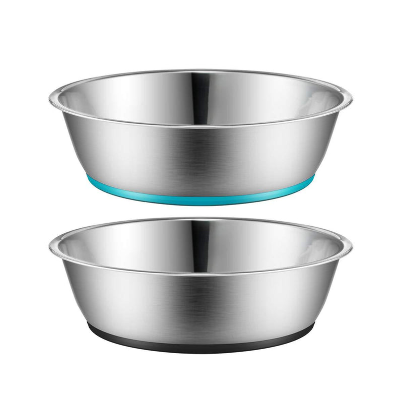 PEGGY11 Light Non-Slip Stainless Steel Dog cat Bowl 1.8 Cups 2-Pack Blue & Grey - PawsPlanet Australia