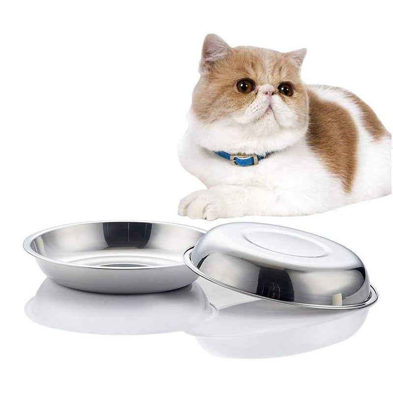 [Australia] - VENTION Global Wansheng Cat Food Dish, Whisker Relief Cat Bowls, Stainless Steel Pet Bowls, Shallow Cat Dish, Dog Food Bowls, 10-42 Oz SET OF 2 5 4/5 Inch-Outer Dia. 