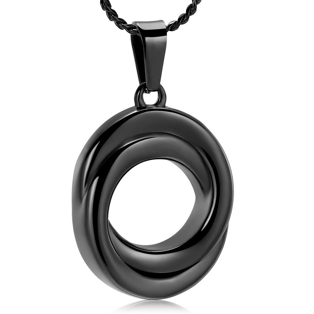 [Australia] - Imrsanl Cremation Jewelry for Ashes Pendants Stainless Steel Urn Necklace for Ashes Keepsake Memorial Ash Jewelry,Circle of Life Ashes Pendant Black 