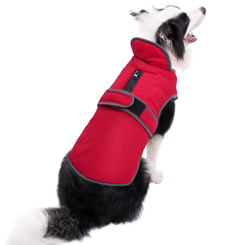 MIGOHI Reflective Waterproof Windproof Dog Coat Cold Weather Warm Dog Jacket Reversible Stormguard Winter Dog Vest for Small Medium Large Dogs Red - PawsPlanet Australia