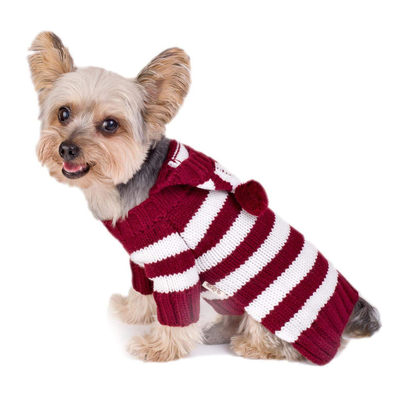 [Australia] - Stinky G Burgundy Stripe Dog Hoodie Sweater #12 - M (neck 12" - 14) Wine 