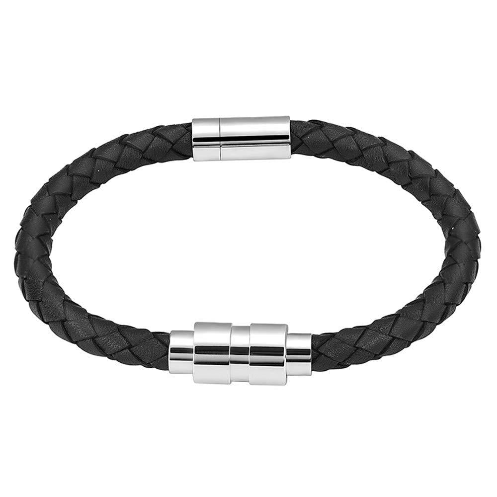 Imrsanl Cylinder Cremation Urn Bracelet for Ashes Genuine Leather Memorial Urn Bangles for Human Ashes - Keepsake Ashes Jewelry for Men Women Black-24cm - PawsPlanet Australia