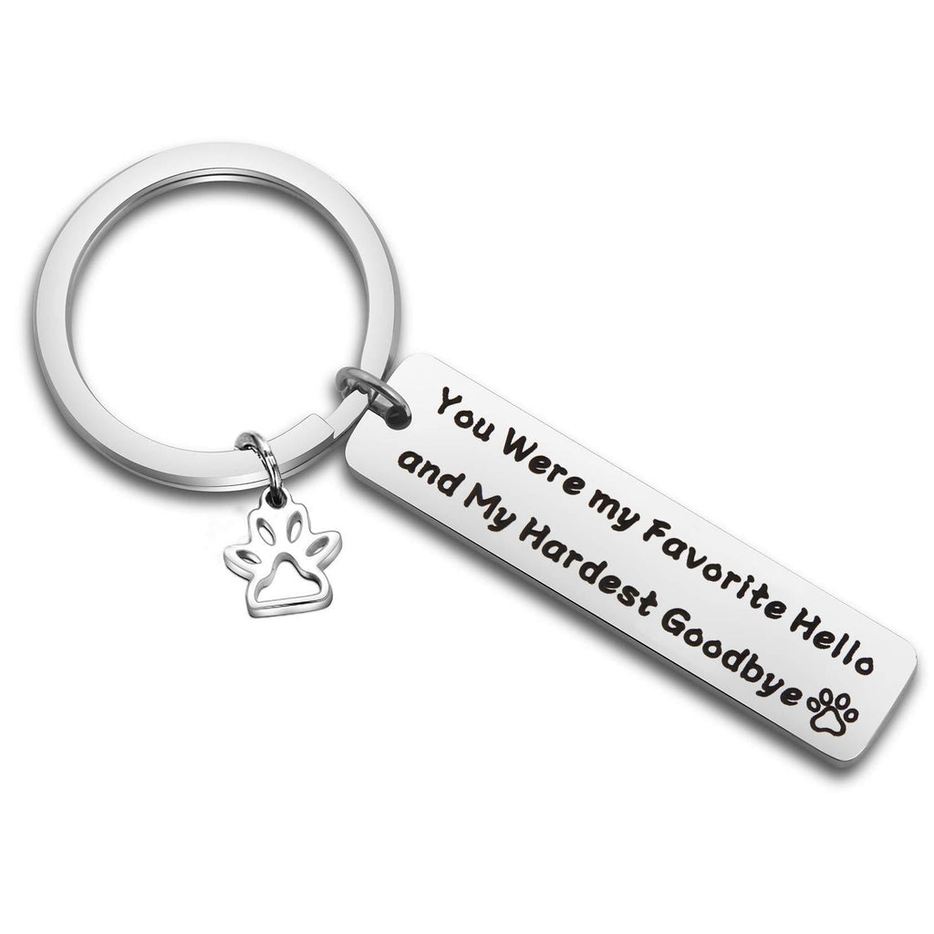 [Australia] - LQRI Pet Memorial Jewelry You are My Favorite Hello My Hardest Goodbye Keychain Loss Pet Gift in Memory Beloved Dog Cat (Silver) 