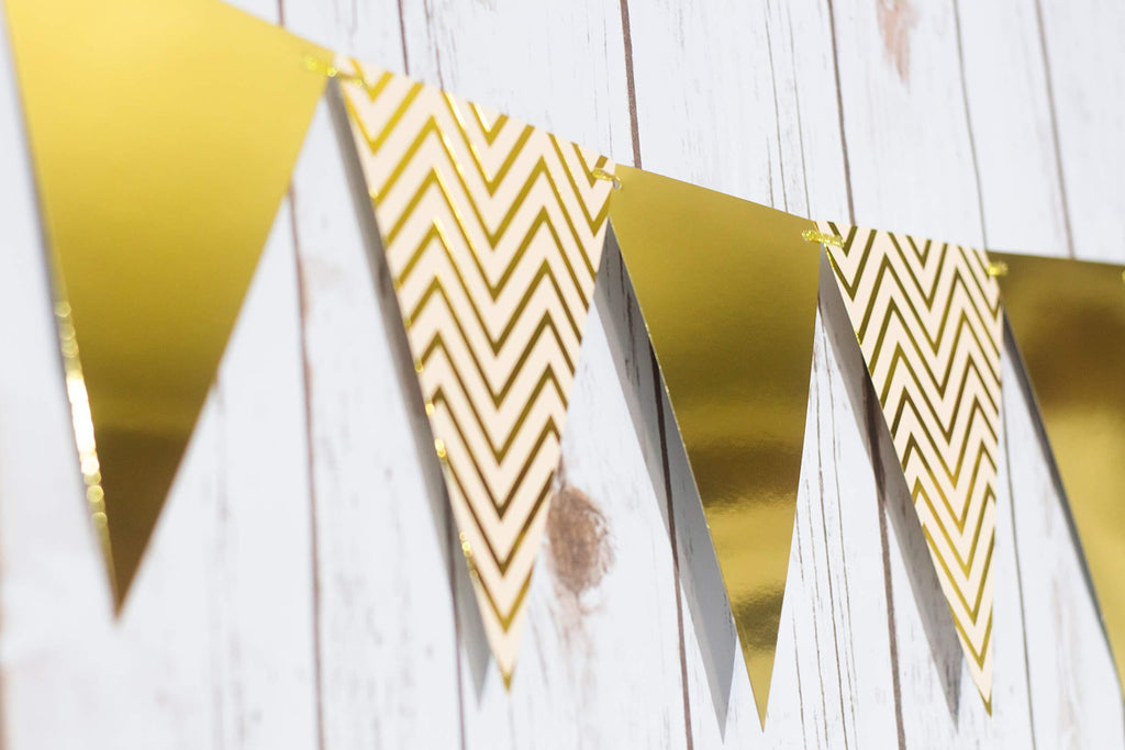 Gold garland| triangle garland | triangle bunting|gold baby shower decorations|happy birthday banner foil|gold foil banner|gold anniversary decorations|bachelor party decor Christmas party decorations - PawsPlanet Australia