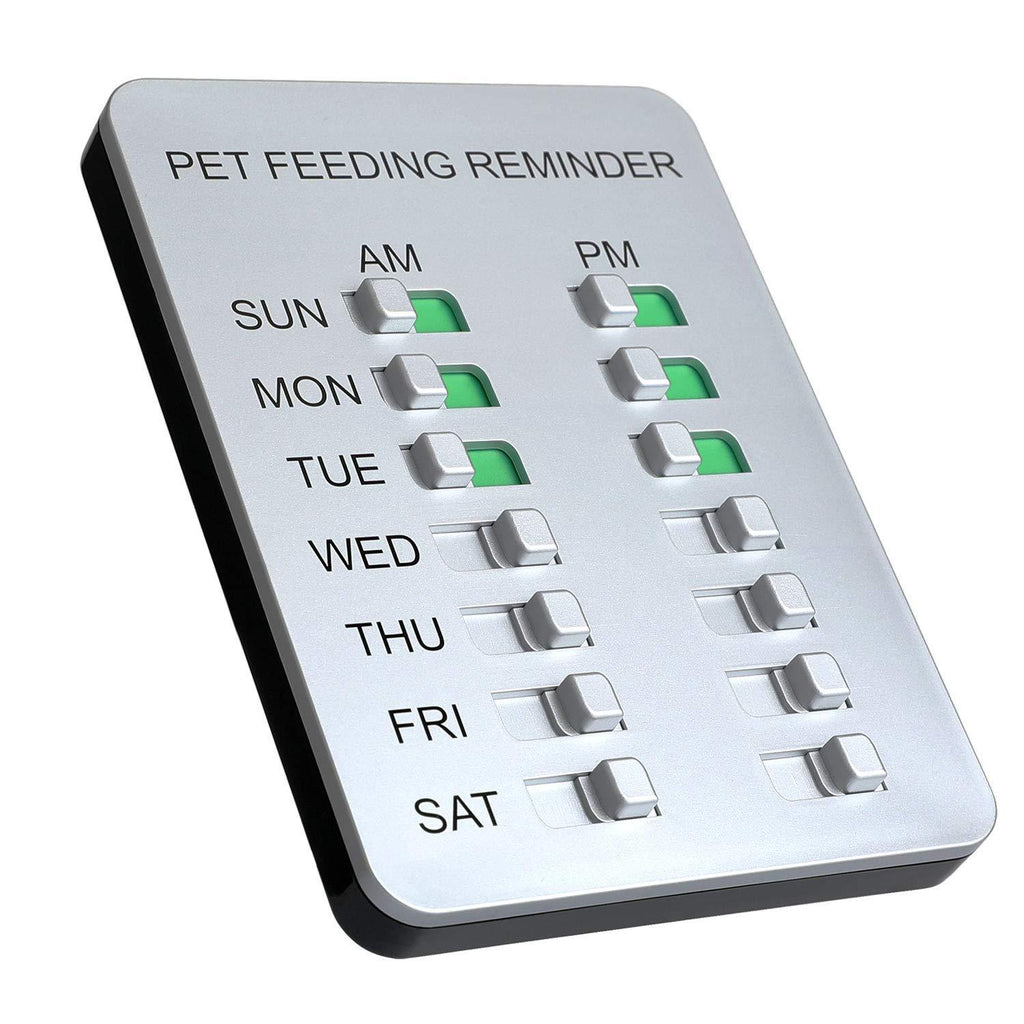 [Australia] - Allinko Dog Feeding Reminder Magnetic Reminder Sticker, AM/PM Daily Indication Chart Feed Your Puppy Dog Cat, Easy to Stick on Any Magnet or Plastic Surface - Prevent Overfeeding or Obesity Silver 
