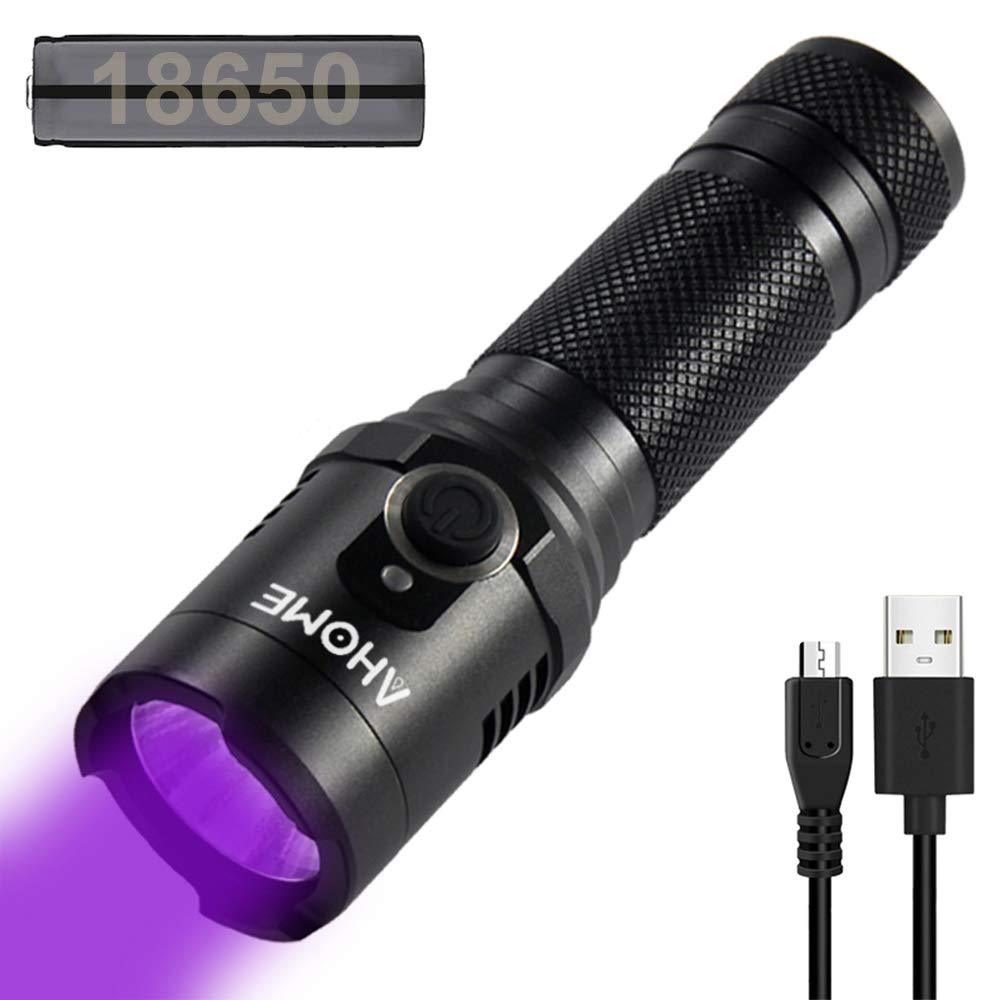 [Australia] - AHOME V1 UV Blacklight Flashlight [Magnetic Base] & [USB Rechargeable] 10W Black Light 395nm Ultraviolet LED Lamp, Scorpion Finder & Pet Urine Detector with 3000mAh Battery and Charging Cable 