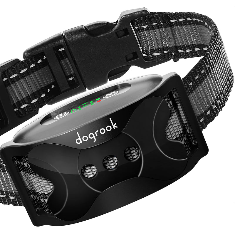 DogRook Rechargeable Dog Bark Collar - Humane, No Shock Barking Collar - w/2 Vibration & Beep - Small, Medium & Large Dogs Breeds Training - No Remote - 8-110 lbs Black - PawsPlanet Australia