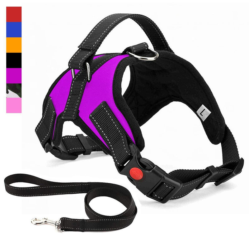 [Australia] - Musonic No Pull Dog Harness, Breathable Adjustable Comfort, Free Leash Included, for Small Medium Large Dog, Best for Training Walking S Purple 