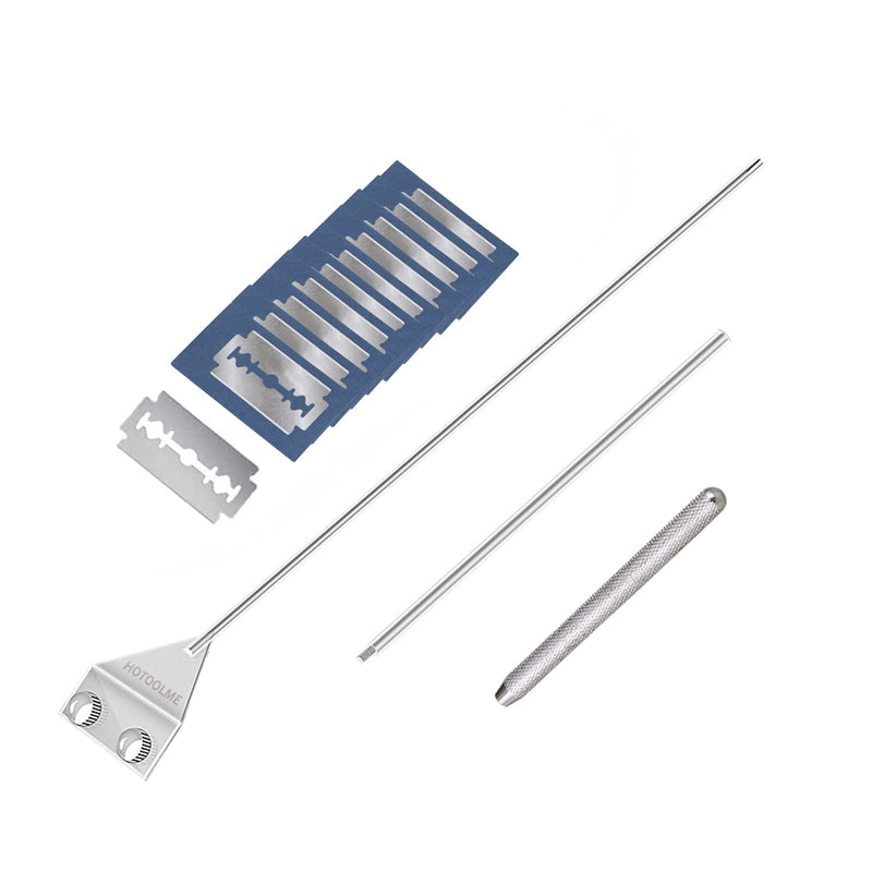 HOTOOLME Aquarium Algae Scraper, 25.6" Stainless Steel Algae Scraper Cleaning Razor with 10 Blades for Glass Aquarium Fish Tank - PawsPlanet Australia