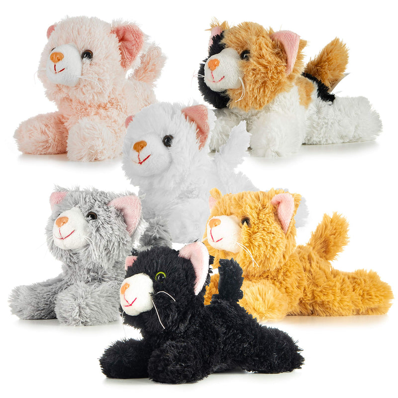 Pack of 6 Realistic Looking Plush Cats 6 Inches Long - PawsPlanet Australia