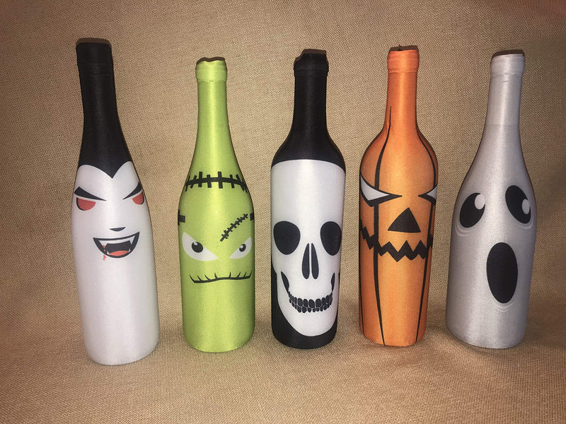Holiday Gear Halloween Wine Bottle Gift Bags ~ Unique Holiday Wine Decor ~ Set of 5 Halloween Wine Bottle Covers or Carrier - PawsPlanet Australia
