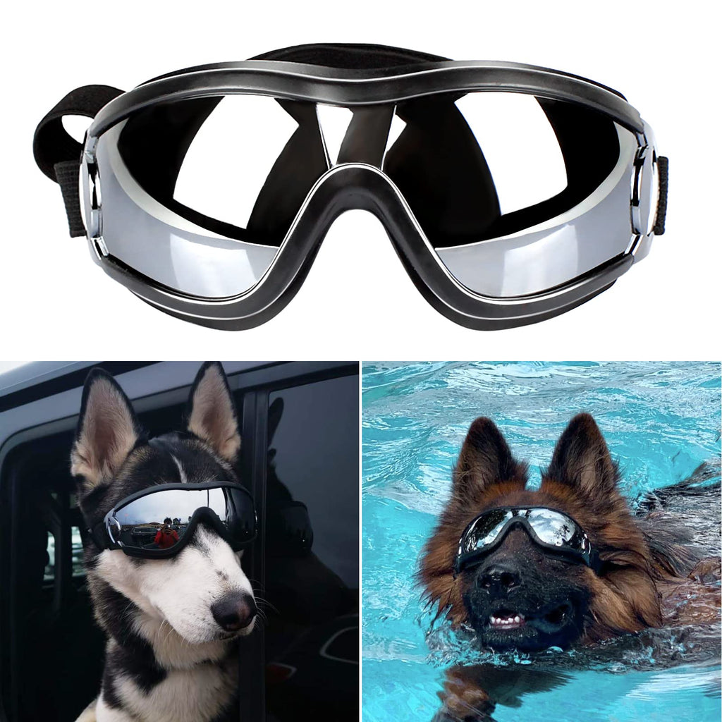 PEDOMUS Dog Sunglasses Dog Goggles Adjustable Strap for Travel Skiing and Anti-Fog Dog Snow Goggles Pet Goggles for Medium to Large Dog Black - PawsPlanet Australia