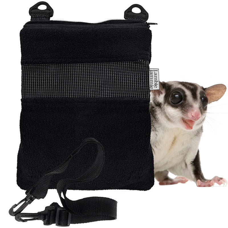 LAMBIE JAMMIE Black Bonding Pouch for Sugar Gliders, Hedgehogs, Bunnies, Or Other Small Pets, Great for Bonding and Sleeping to Better Your Relationship with Your Pet (Black) Medium 8"X6" - PawsPlanet Australia